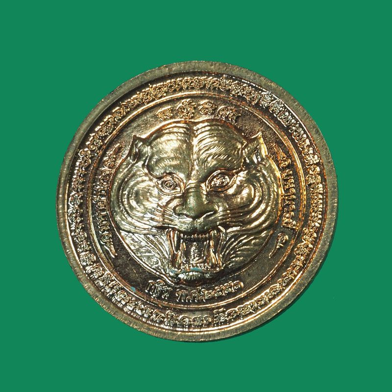 A3078 เหรียญหลวงพ่อเพี้ยน หลังเสือ วัดเกริ่นกฐิน ลพบุรี เนื้อทองแดง 69