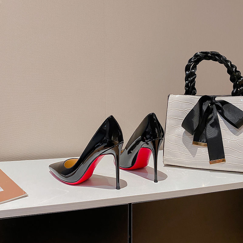 รองเท้าส้นสูง รองเท้าส้นเข็ม สีเงา สูง 3.5 นิ้ว (SH187/SH189)