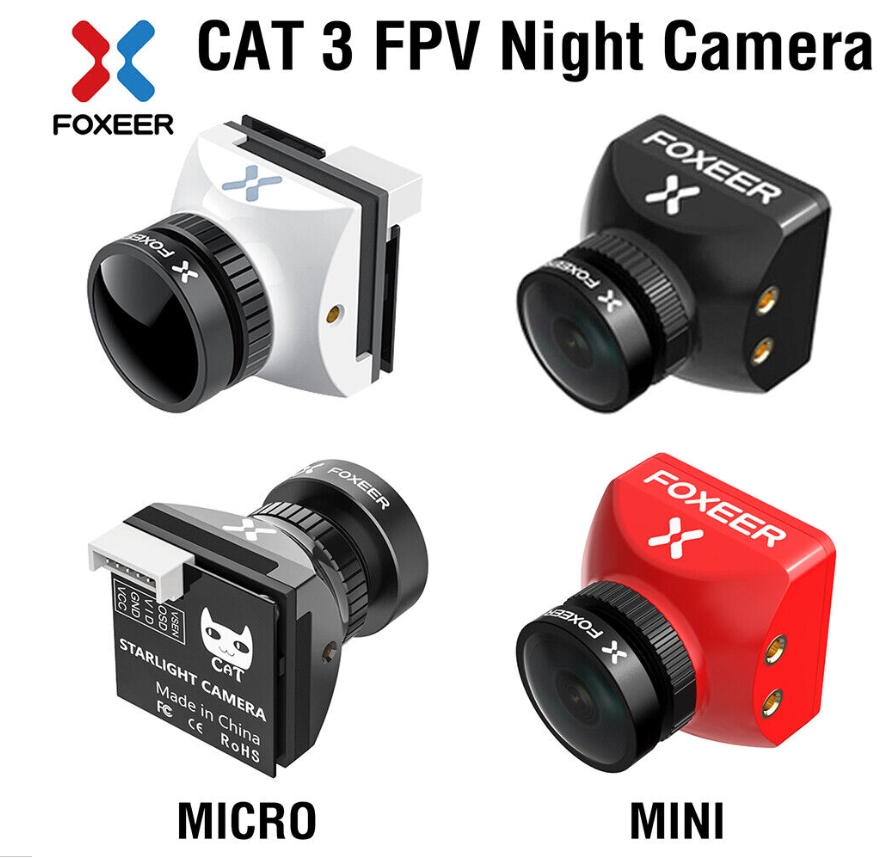 Foxeer Cat 3 Camera Mini Micro 1200TVL 0.00001lux FPV กล้อง รองรับ OSD บินกลางคืนชัดๆ กล้องโดรน