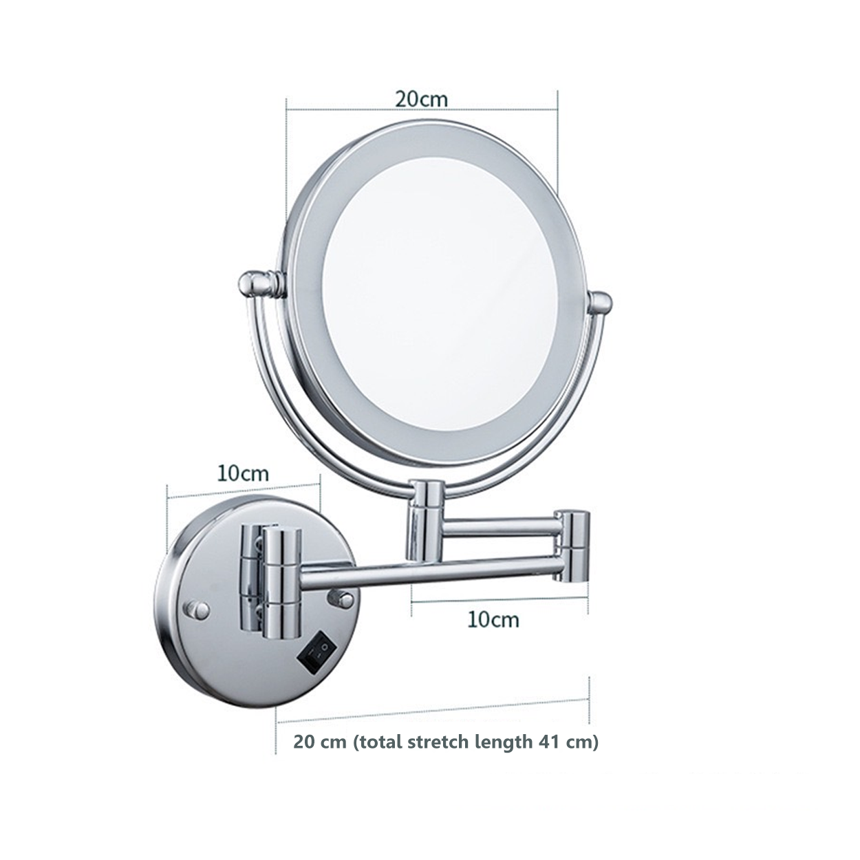 กระจกโคมไฟติดผนัง Wall Lamp Mirror Brass Mirror 2 Side Normal 3x Zoom