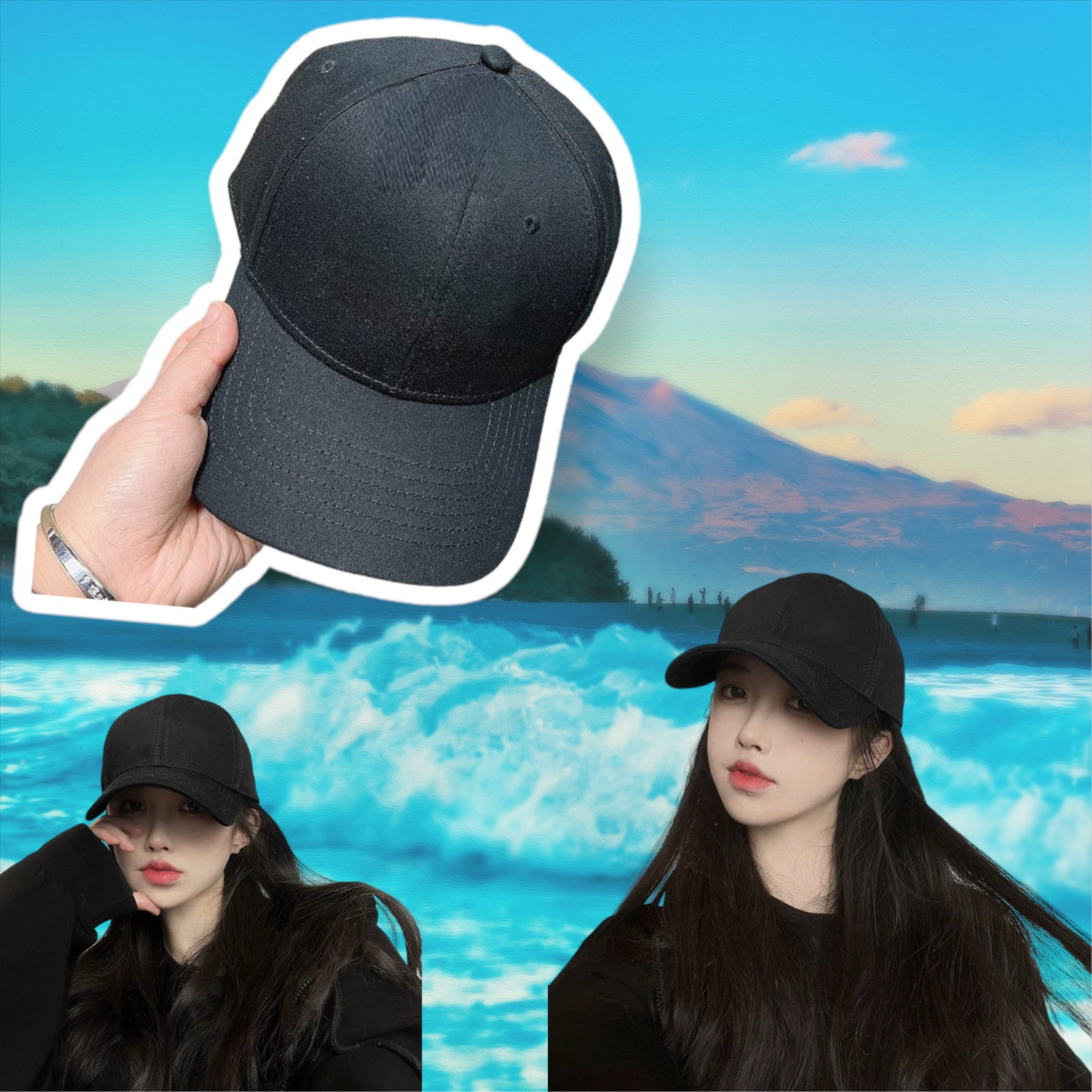 หมวกแก๊ป สี ขาวล้วน - ดำล้วน - ครีมล้วน SG015 / SG016 / SG063