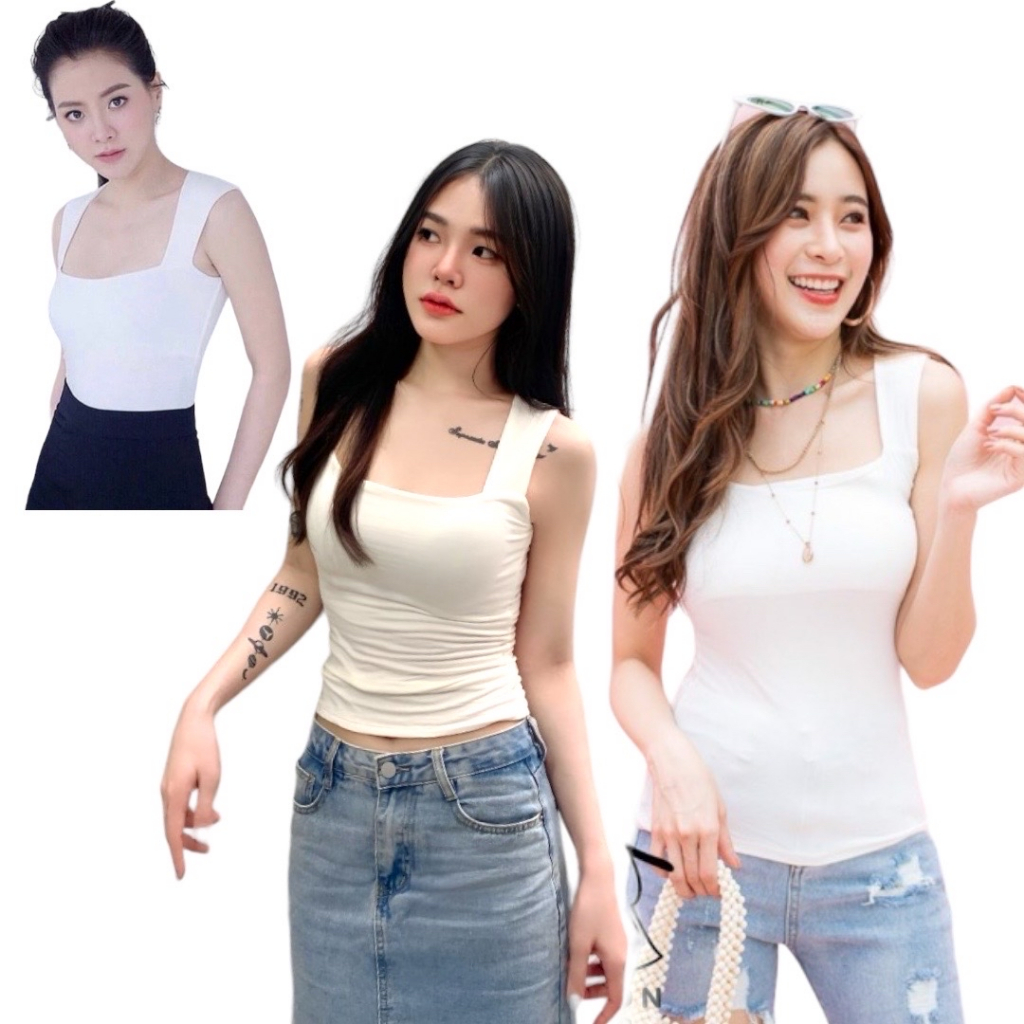 เสื้อครอป ผ้ายืด เสื้อครอปแฟชั่น ผ้าเรย่อน