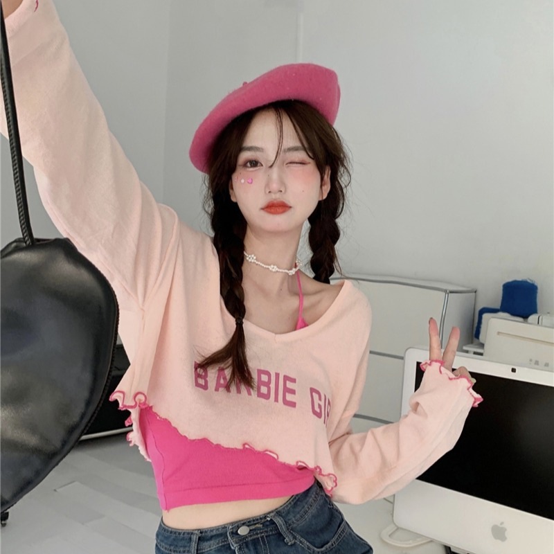 เสื้อครอป เสื้อแขนยาว 2 ชิ้น เสื้อครอปสไตล์เกาสหลี รหัส A401