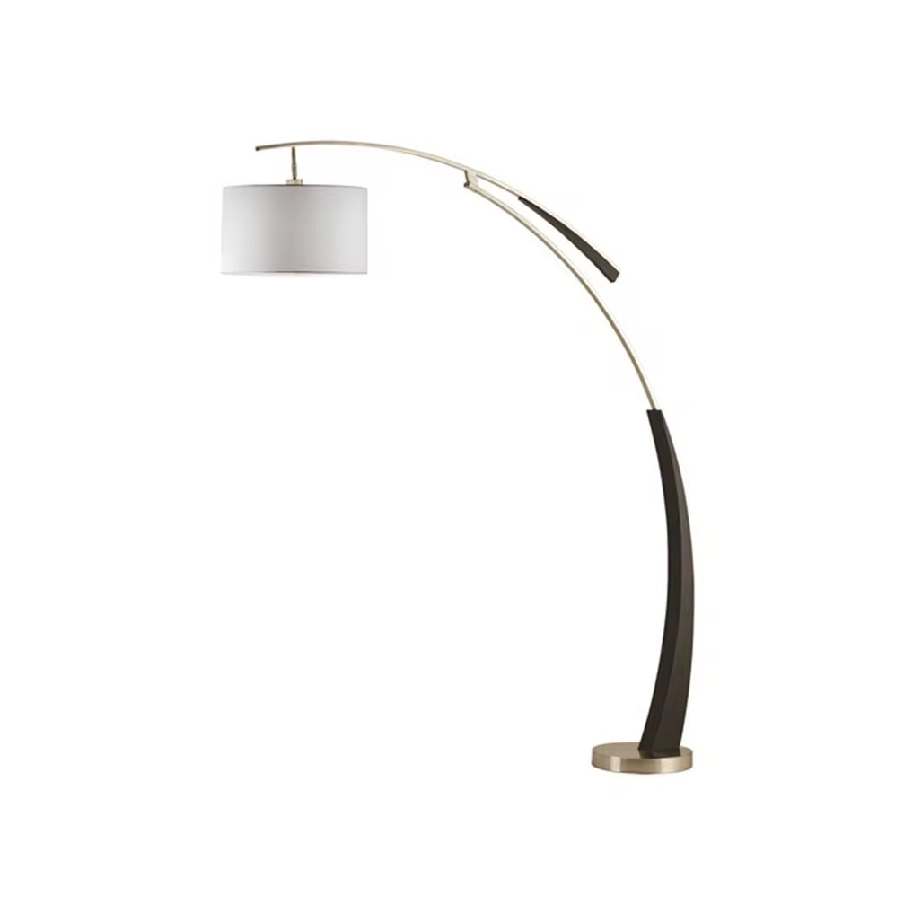 โคมไฟตั้งพื้นแขนโค้งสวยหรู Curved Floor Lamp Iron + Fabric Gold + White LED E27x1