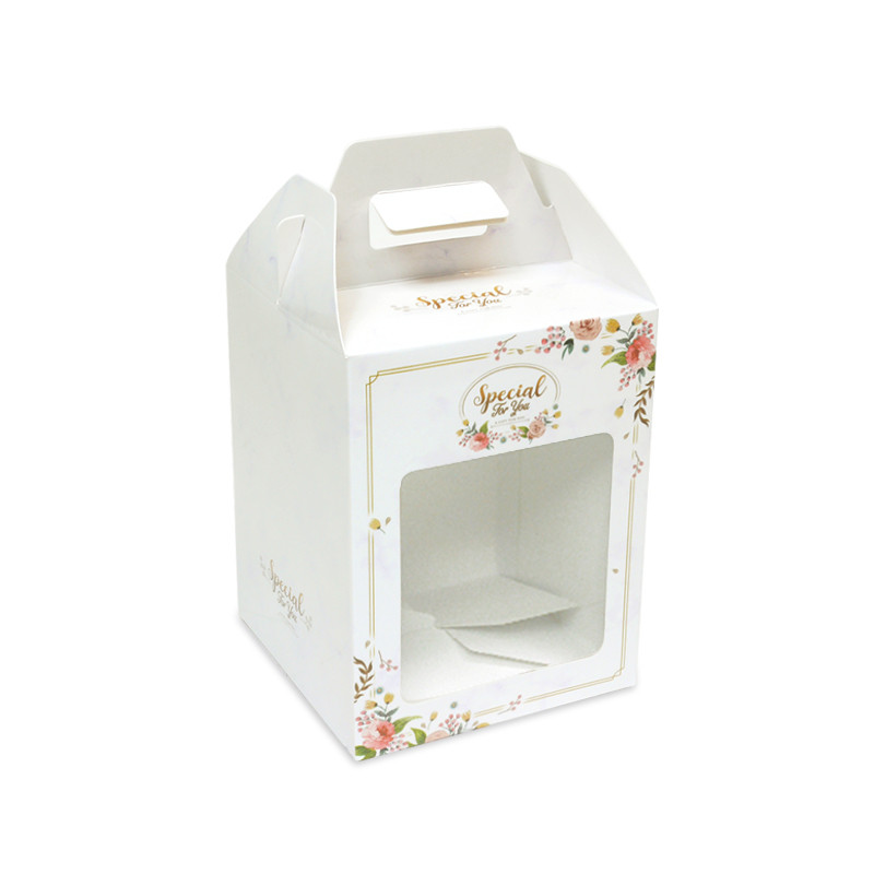 20ใบ ราคาขายส่ง กล่องทรงมือจับด้านบน กล่องสำหรับจัด GIFTSET กล่องใส่คุกกี้-ขนม ข้าวสาร ของชวัญ ของชำร่วย ขนาดกล่อง 10.8 x 10.8 x 14.5 เซนติเมตร (รุ่น BK65W)