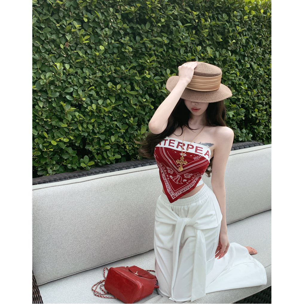 เสื้อครอป เกาะอก สไตล์เกาหลี รหัส CN3341 พร้อมส่ง