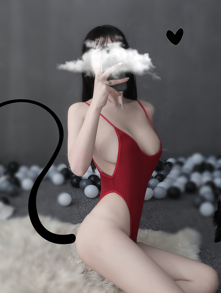 บอดี้สูทแดง เว้าหลัง X19116-G Bodysuit