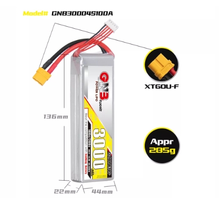 แบต GNB 4เซล 1200-6500mah HV XT30 XT60 XT90 แบตสำหรับ RC รถ เรือ เครื่องบิน โดรน หุ่นยนต์ มีให้เลือกหลายขนาดความจุ