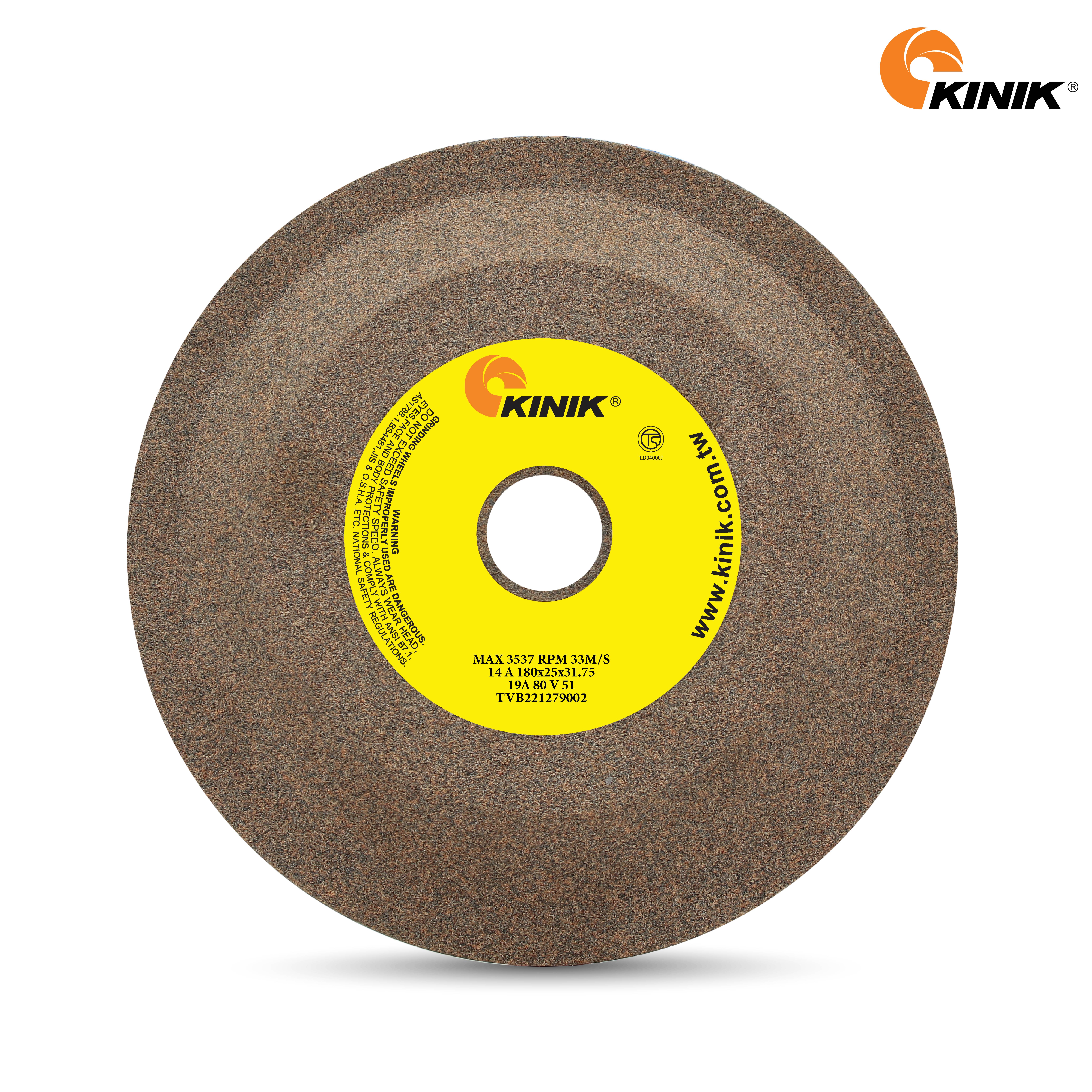 หินจานเจียรวาล์ว KINIK 19A80V51 180x25x22.23 mm.