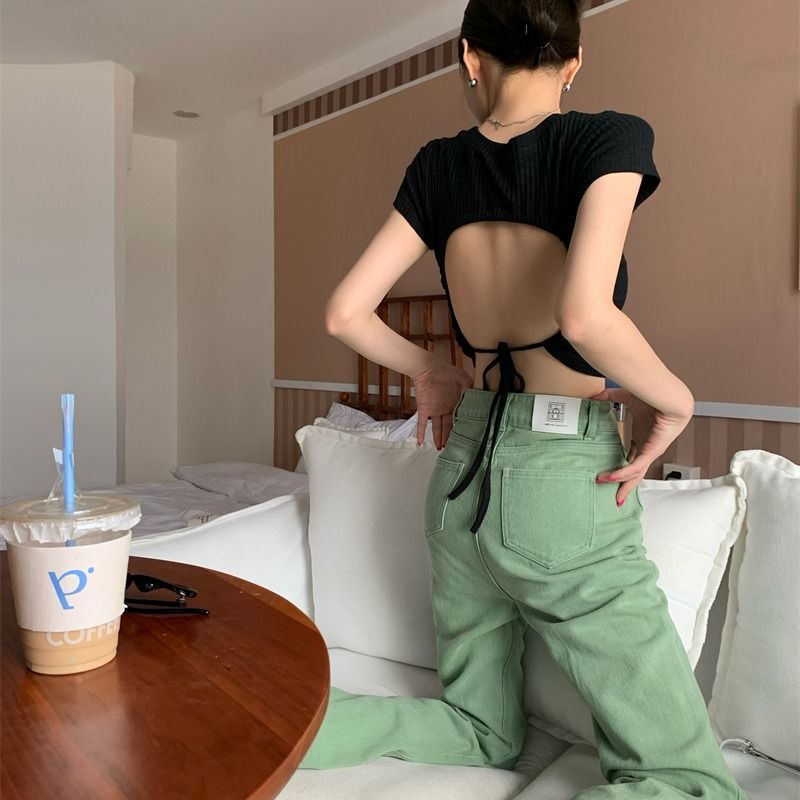 เสื้อครอป ผ้าร่อง โชว์หลัง รหัส CN2438