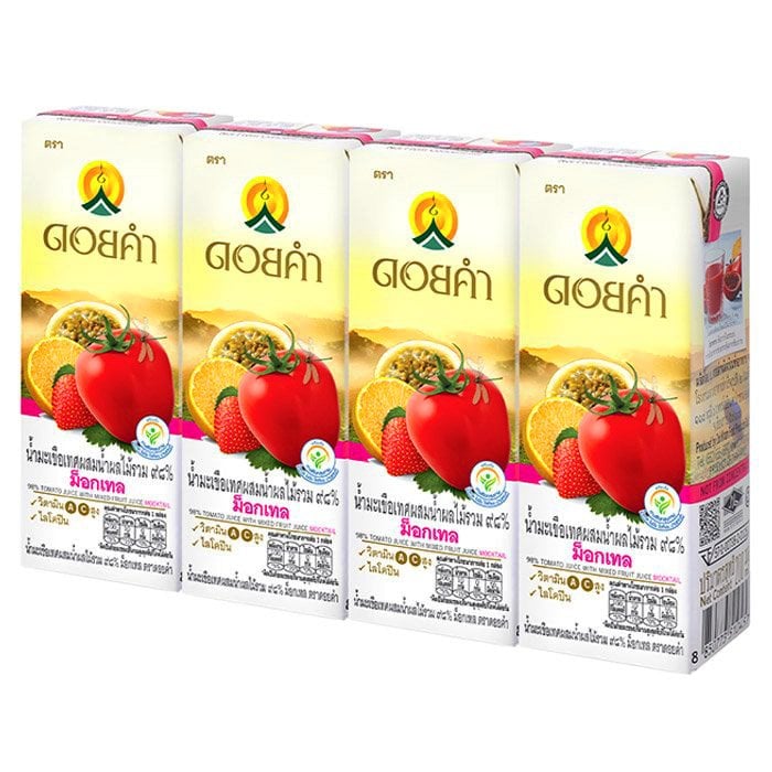 8850773510464 ดอยคำน้ำมะเขือเทศผสมผลไม้รวม98เปอร์เซ็นต์ 200มล.(แพค4กล่อง)