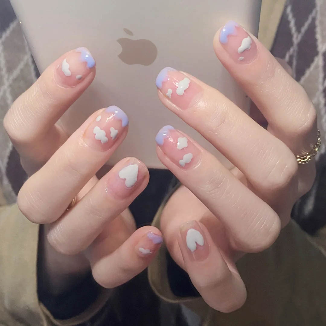 PPHOO✨#PP สีม่วง เล็บสวย เล็บปลอม กล่อง 24 ชิ้น