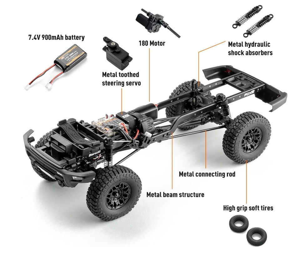 FMS 1:18 FCX18 Hummer EV Pickup Truck RTR รถสเกลสมจริง แบบพร้อมเล่น ขับเคลื่อน 4ล้อ ระบบเกียร์ 2สปีด โช๊ค และ ข้อต่อ เป็นโลหะ มีไฟหน้า ไฟท้าย ไฟเบรค