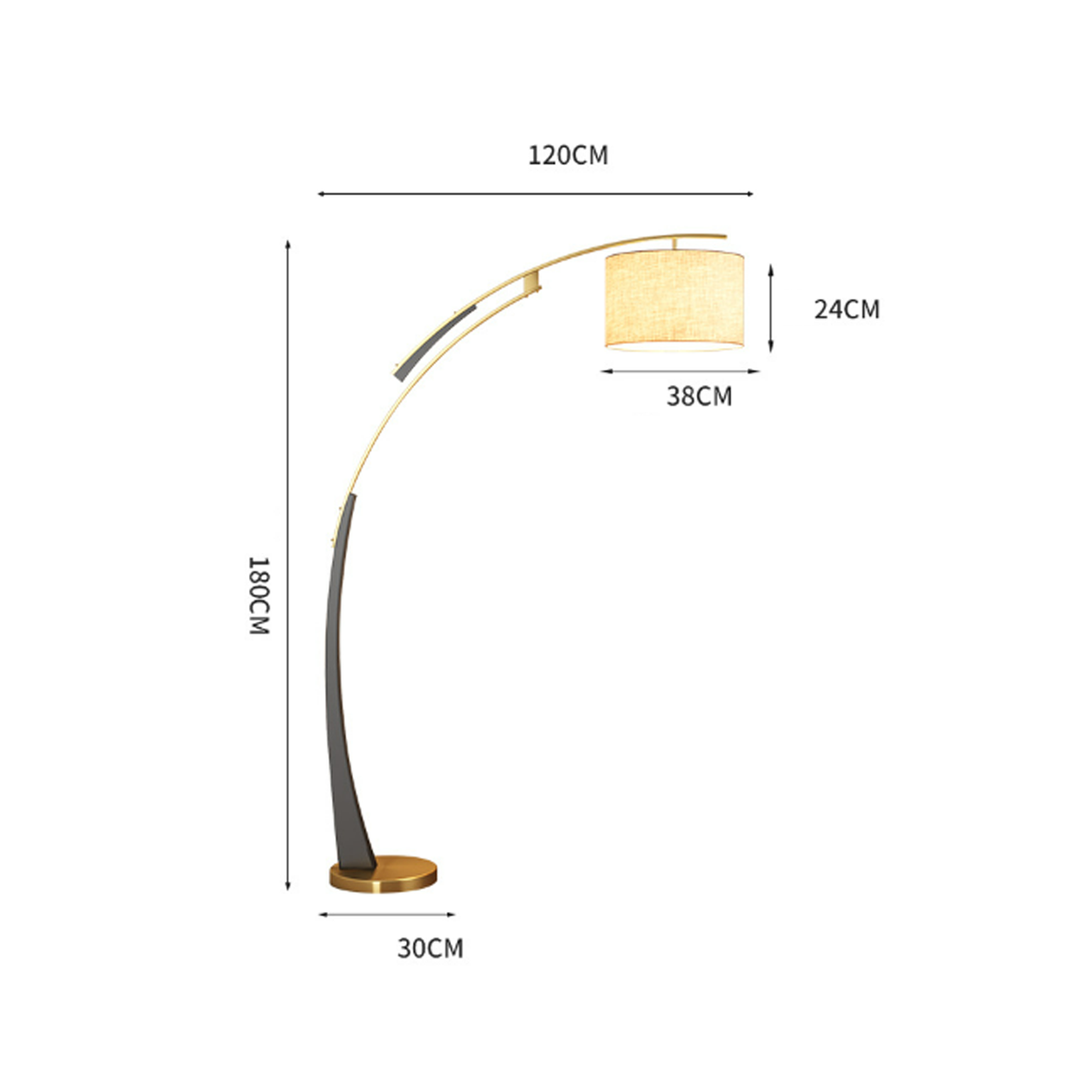 โคมไฟตั้งพื้น Floor lamp Metal in Black +Gold + Lamp Shade fabric LED E27x1