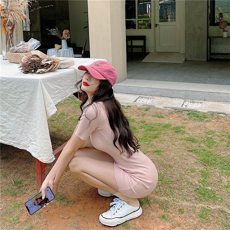 เดรสไหมพรม เดรสสไตล์เกาหลี รหัส GB3008