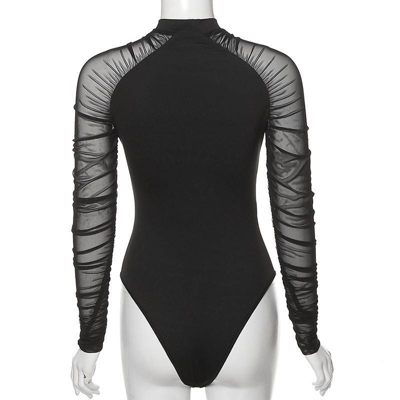 ชุดบอดี้สูท แขนยาว ซีทรู สายฝอ CN18088