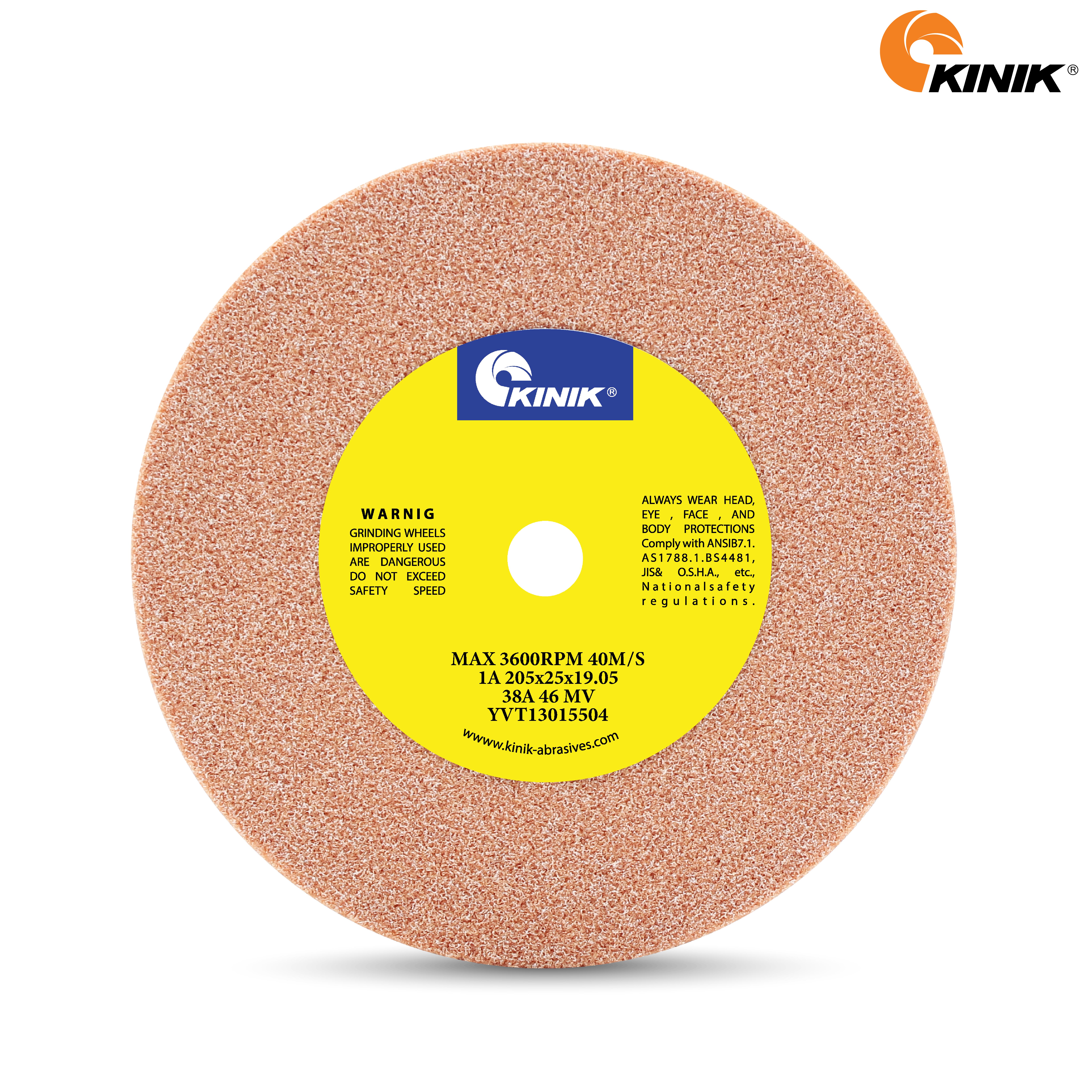 หินเจียร KINIK 38A46MV1A 205x25x19.05 mm.