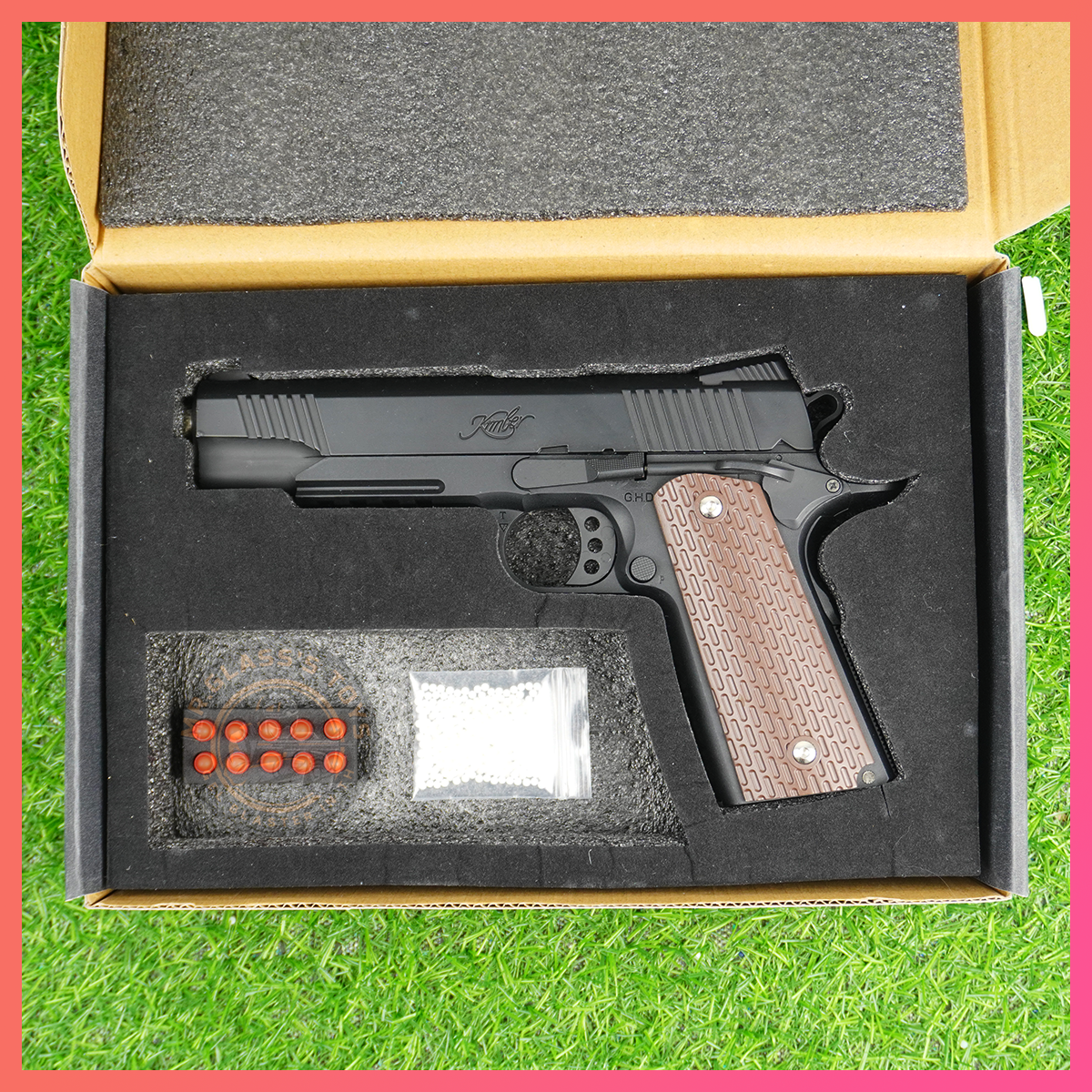 (60B)M1911 Kimber สีดำ(แม็กกาซีน,สไลด์,ปะกับปืนเป็นโลหะ) ปืนเจล ชักยิงทีละนัด