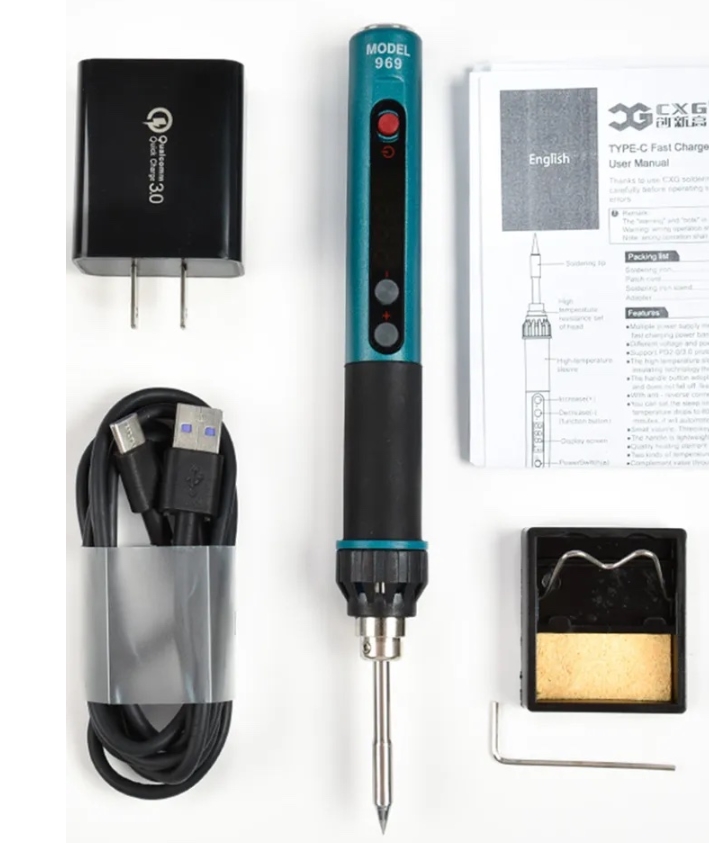 CXG 968 หัวแรงไฟฟ้า USB บอกอุณหภูมิ มีจอแสดงผล พกพาสะดวก นอกสถานที่ Digital USB Soldering Iron with temperature control