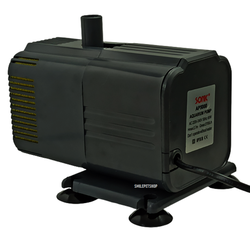 SONIC AP-5000 ปั๊มน้ำสำหรับตู้ปลา และบ่อปลา ทำน้ำพุ น้ำตก หมุนเวียนน้ำ ทำระบบกรอง ความแรง 2700 L/Hr)