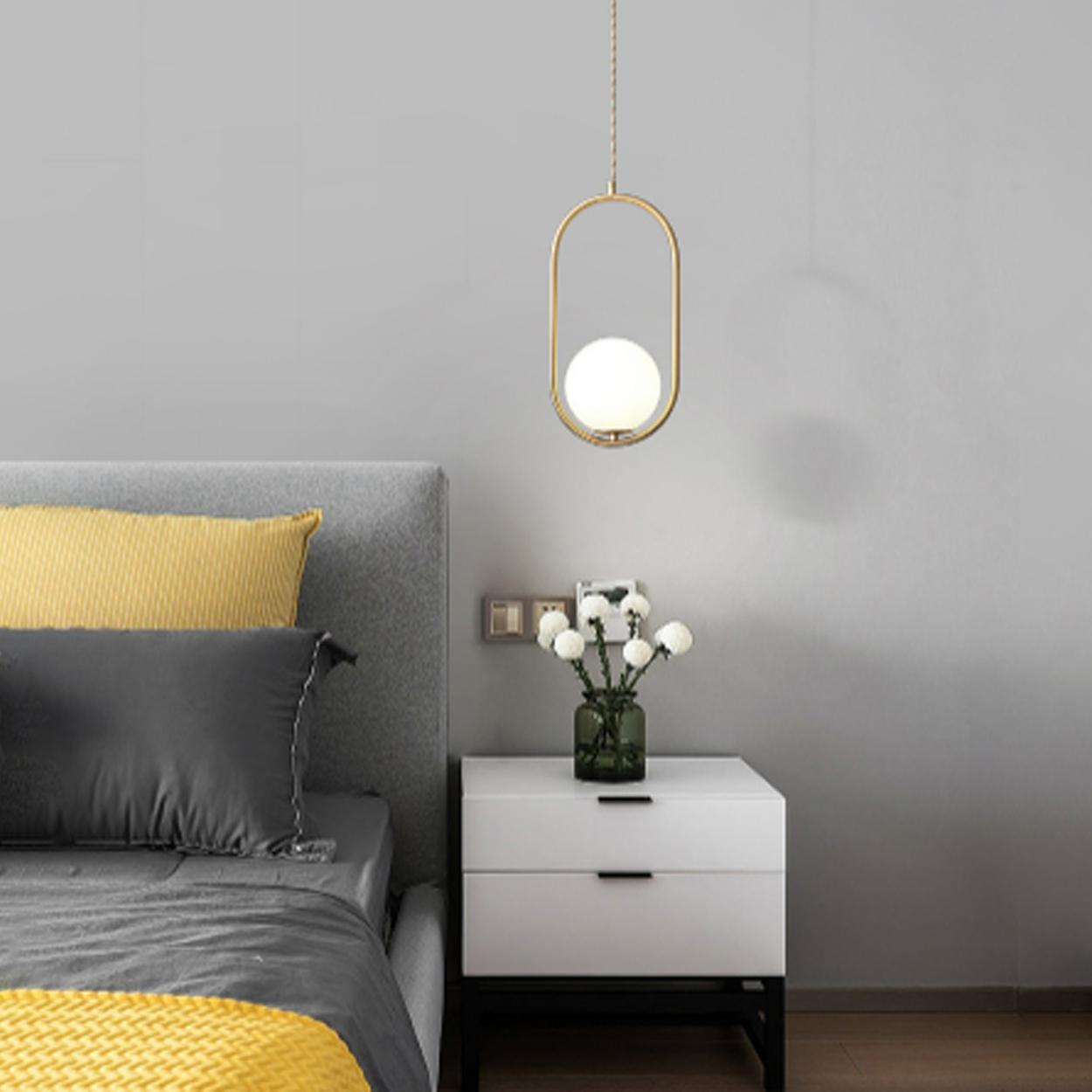 โคมไฟแขวนเพดาน Pendant Lamp All copper glass, Black Color LED E14