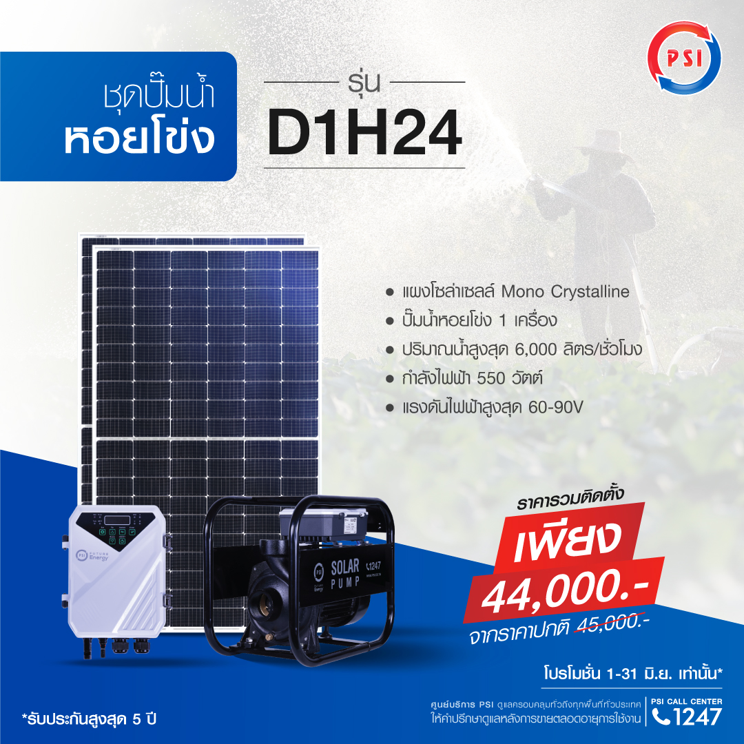 ชุดปั๊มน้ำหอยโข่ง PSI รุ่น D1H24 (สำหรับคลองและบึง)