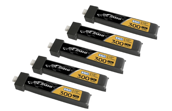 Tattu 1S 300mAh 3.8V HV 75C Lipo Battery Pack 5pcs / PH2.0 & BT2.0
