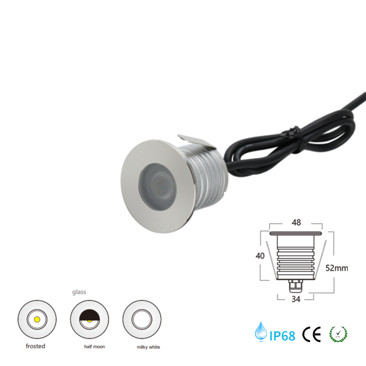 โคมไฟฝังพื้น Inground Up light Round 304 Stainless Steet + Aluminum lamp body LED 3W DC12-24V IP67