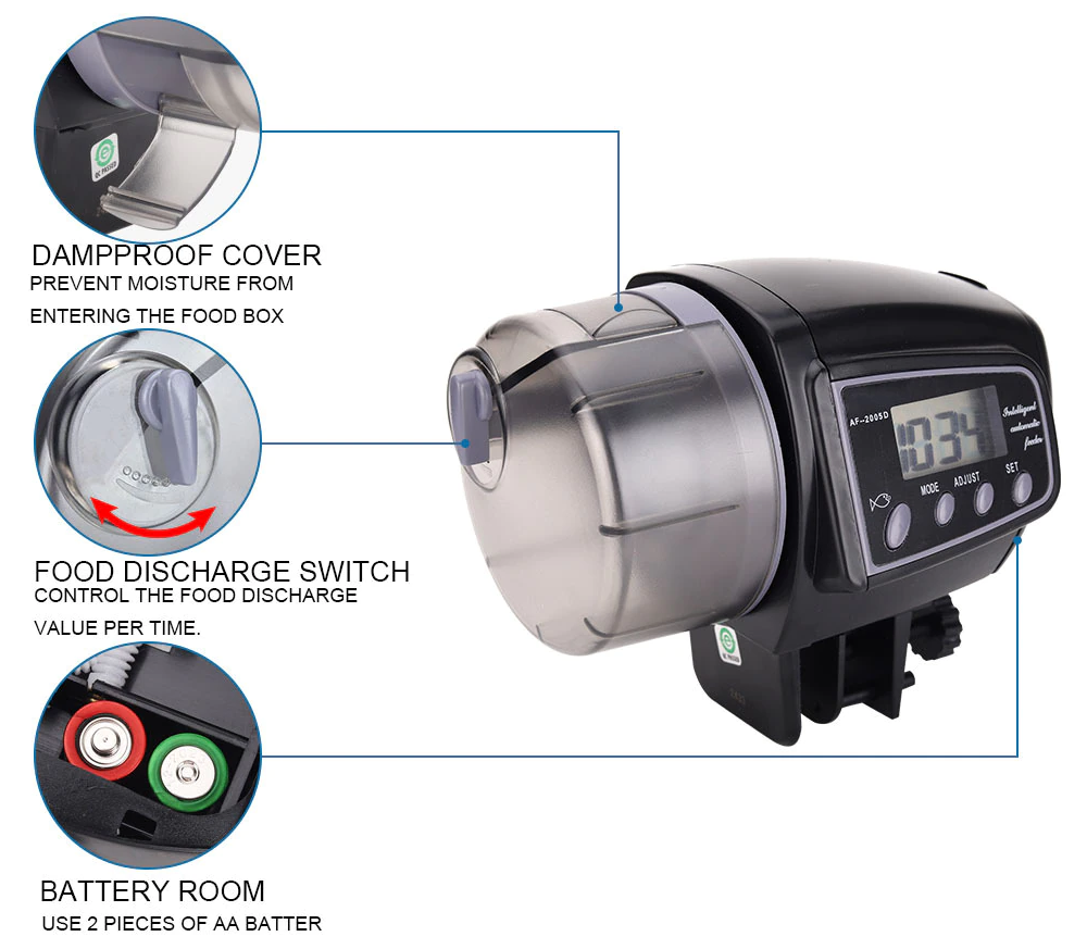 Resun AF-2005D(เครื่องให้อาหารปลาอัตโนมัติ ตั้งเวลาได้ 4 ครั้ง/วัน ปรับปริมาณอาหารได้ ประกันศูนย์ Resun ประเทศไทย)