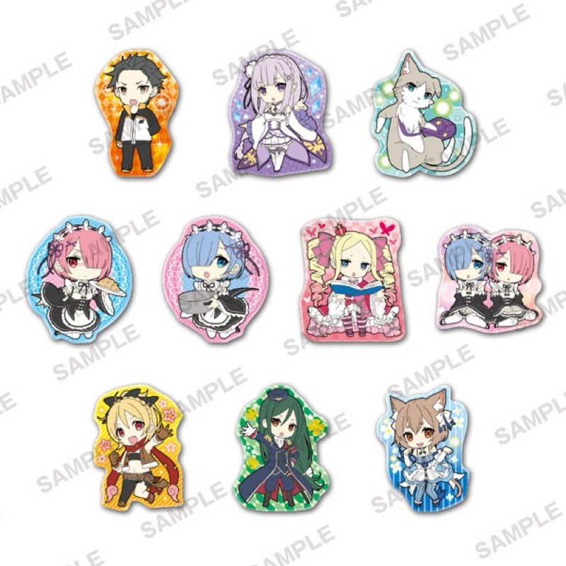 เข็มกลัดอะคริลิคจากอะนิเมะรีซีโร่ เอมิเลีย&เรม&แรม[Re:Zero -Starting Life in Another World- Clear Clip Badge]