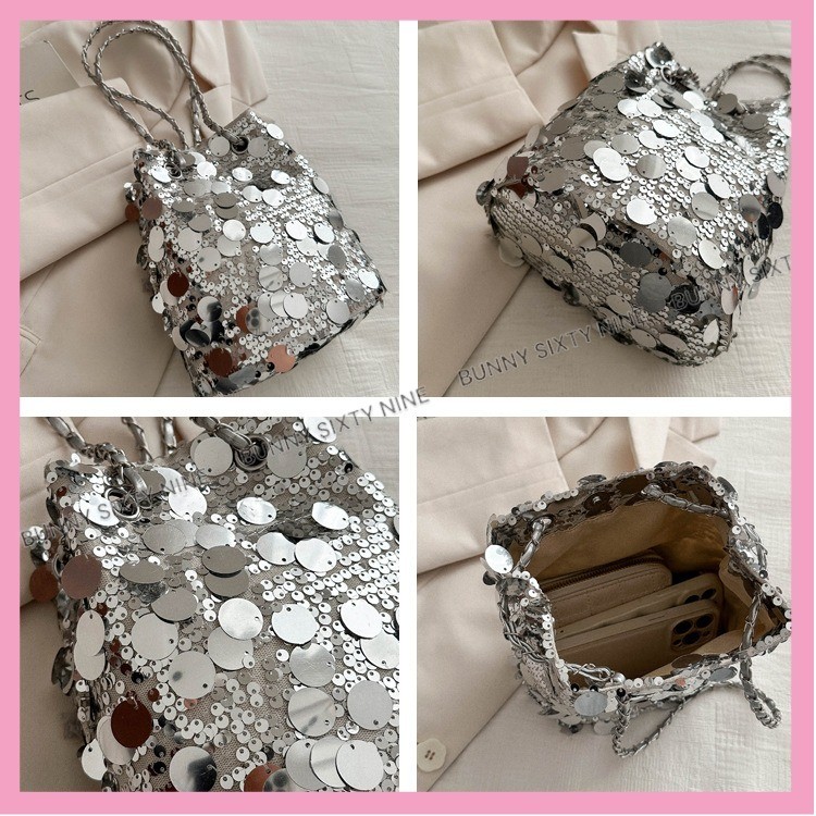 กระเป๋าวิ๊ง กระเป๋าเลื่อม สีเงิน รหัส Bag6722