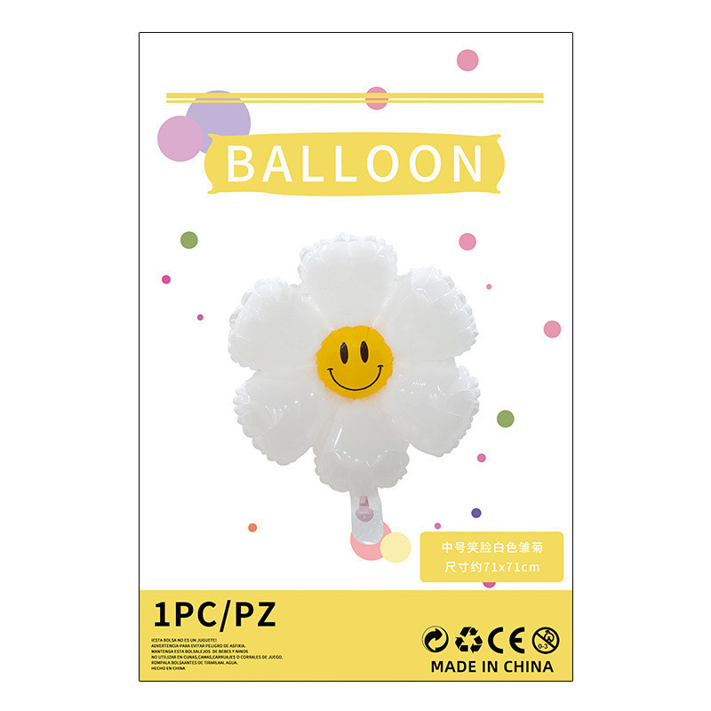 ลูกโป่งดอกเดซี่ ดอกเดซี่ยิ้ม ลูกโป่งตกแต่งวันเกิด ลูกโป่งมินิมอล