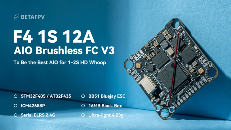 BETAFPV F4 1-2S 12A AIO Brushless Flight Controller V3 ELRS - PAVO PICO
