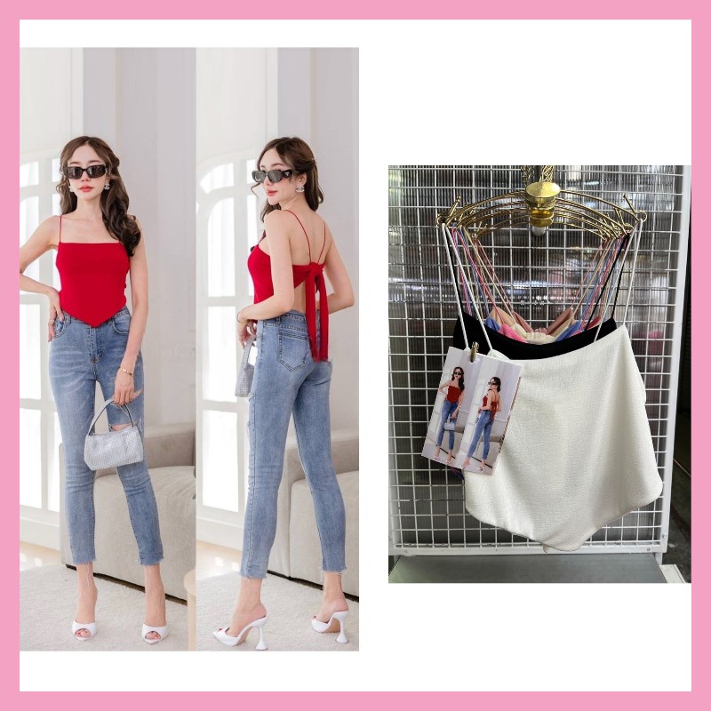 เสื้อสายเดี่ยว เสื้อครอปแฟชั่น สินค้าพร้อมส่ง