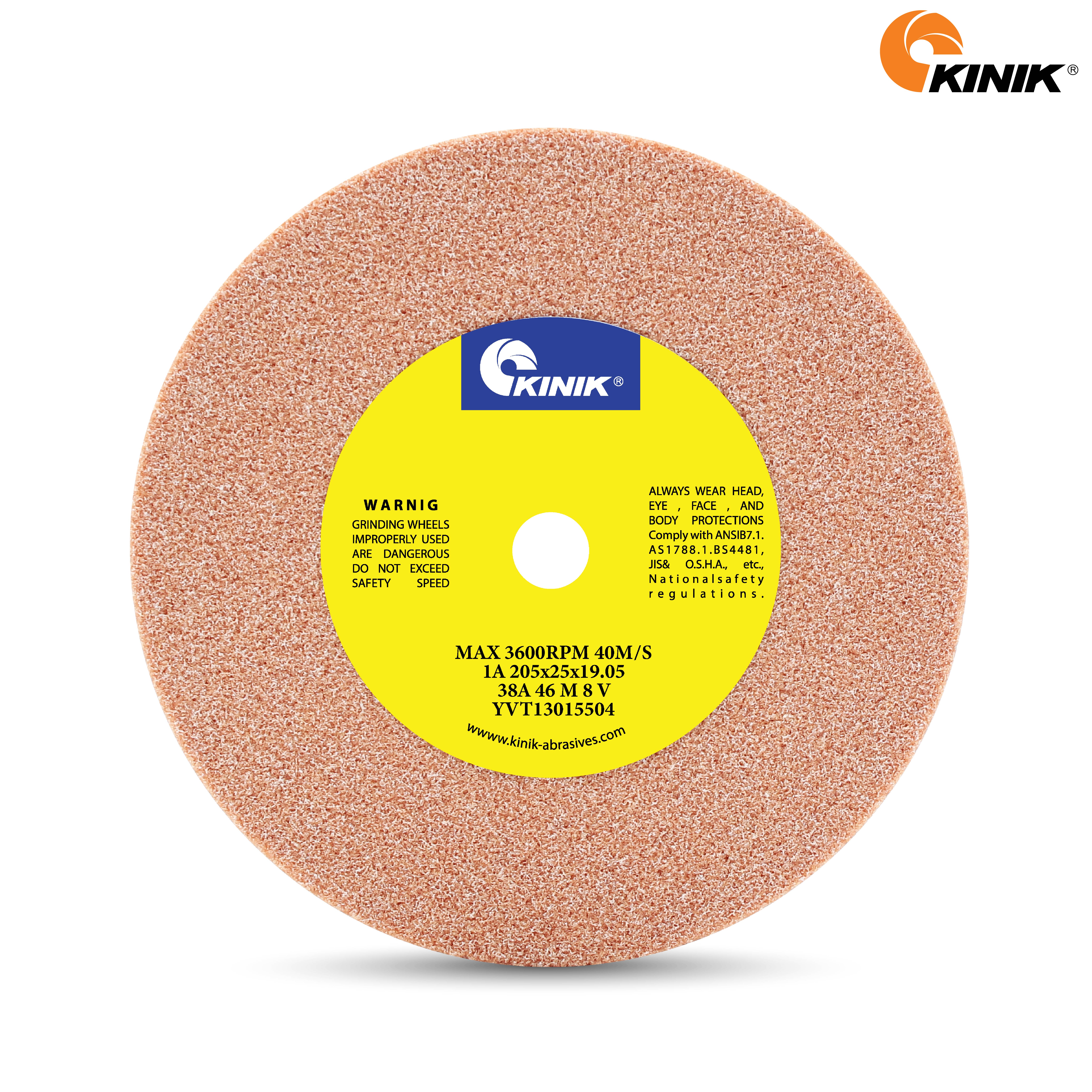 หินเจียร KINIK 38A46M8V1A 205x25x19.05 mm.