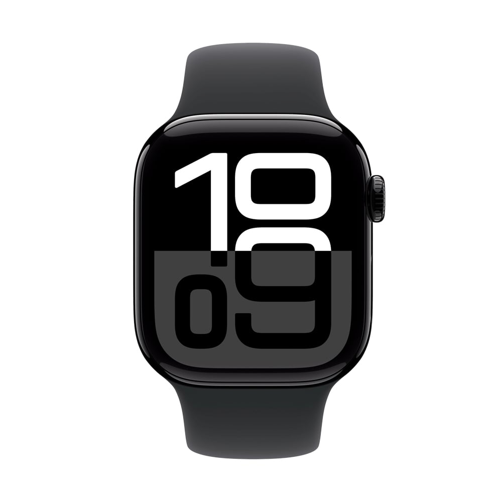 Apple Watch Series 10 GPS 42mm Jet Black Aluminium Case with Black Sport Band - M/L