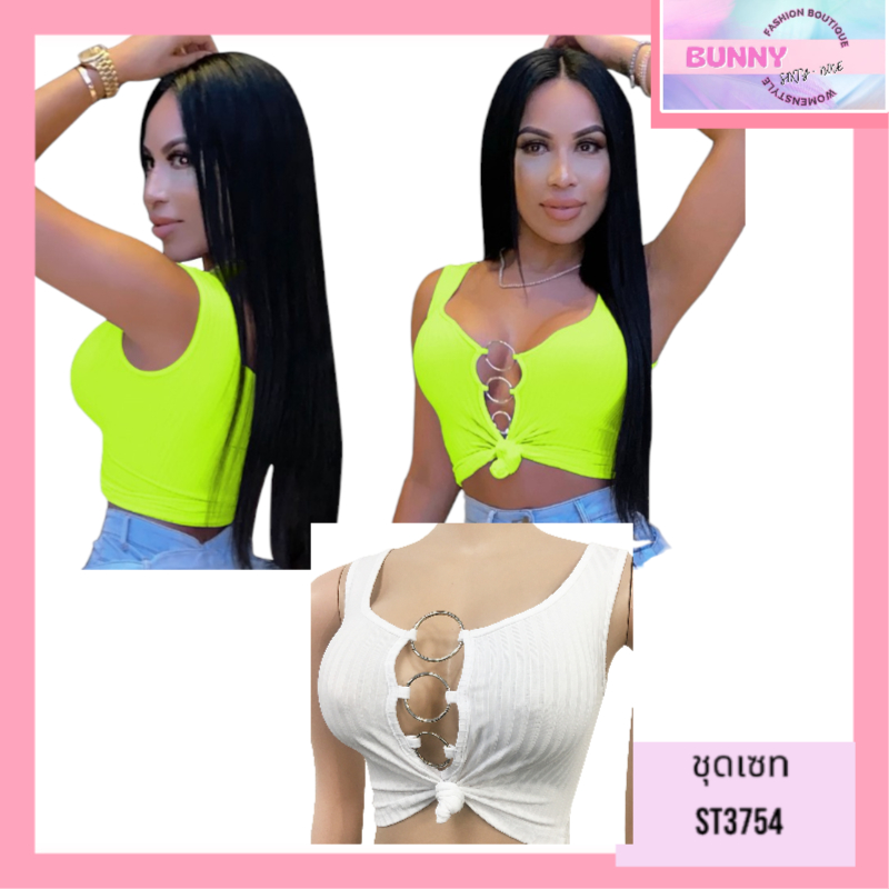 เสื้อครอป ห่วงหน้า ครอปสายฝอ รหัส ST3754