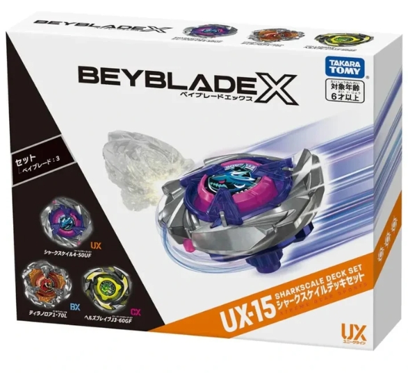 Takara Tomy ของแท้ Beyblade X UX-15 SharkScale Deck Set ชุด 3ตัว ของต้องมี ตัวเก่ง สายงัด เมต้า ระดับ SSS+