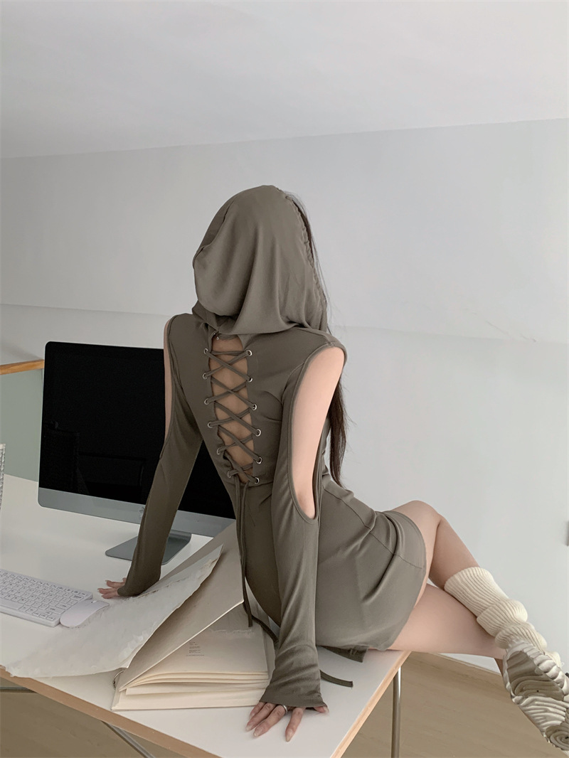 เดรสเขียวม้า เดรสฮูด เซ็กซี่ รหัส CN9122