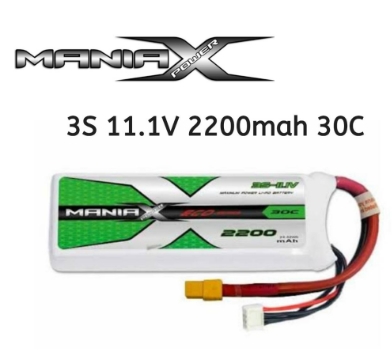แบตลิโพ ManiaX 2200mah 11.1V 3S 30C XT60 และ T-plug สำหรับใช้กับ โดรน เครื่องบิน เฮลิคอปเตอร์ และ อื่นๆ