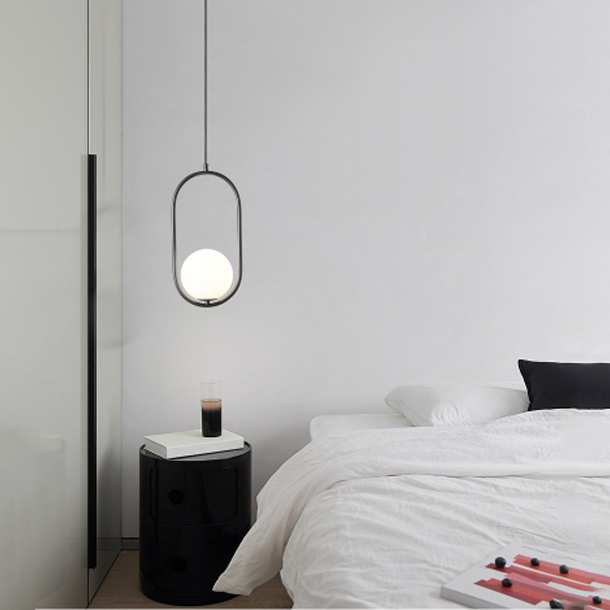 โคมไฟแขวนเพดาน Pendant Lamp All copper glass, Black Color LED E14