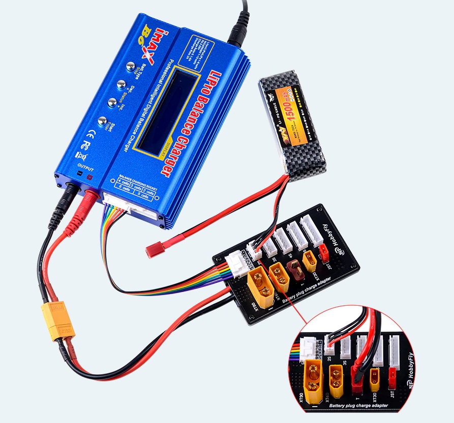 XT30 XT60 XT90 JST T Connector Lipo Battery Multi Charger Board 2-6S Parallel