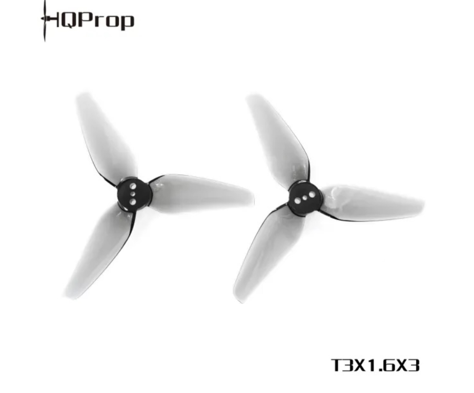 [ใบพัดโดรน 3นิ้ว] T3X1.6X3 Grey (2CW+2CCW)-Poly Carbonate แกน 1.5มิล 1ถุง 4ใบ