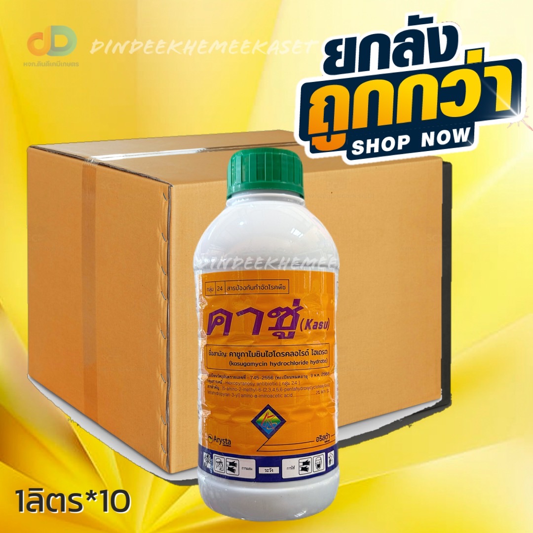 ยกลัง10ขวด)คาซู่ -คาซูกาไมซิน ไฮโดรคลอไรด์ ไฮเดรต ทนฝน ดูดซึมเร็วปลอดัย ป้องกันทั้งเชื้อแบคทีเรียและเชื้อรา ขนาด 1 ลิต