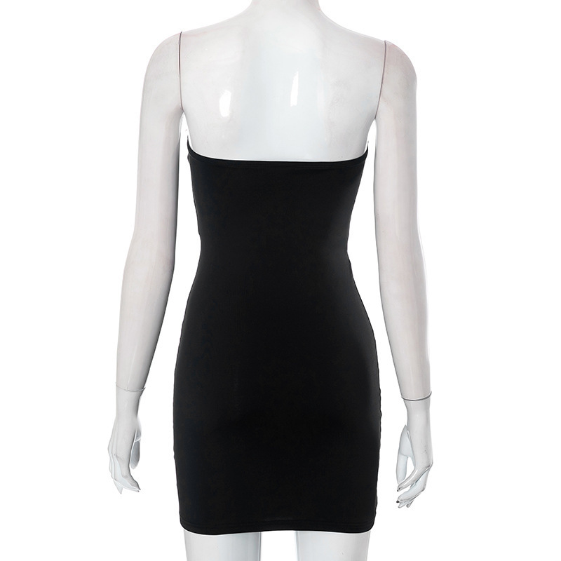 ชุดเดรสเกาะอก แต่งดีเทลมินิโบว์ พร้อมส่งด่วนในไทย