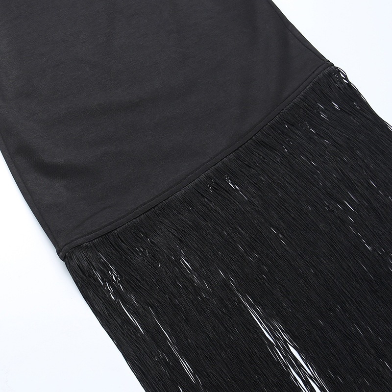 ชุดเดรส เกาะอก ปลายแต่งพู่ GB010 พร้อมส่งในไทย