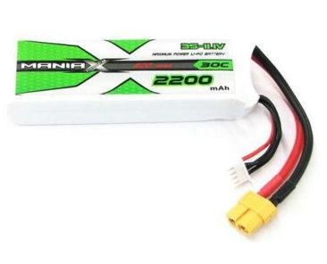 แบตลิโพ ManiaX 2200mah 11.1V 3S 30C XT60 และ T-plug สำหรับใช้กับ โดรน เครื่องบิน เฮลิคอปเตอร์ และ อื่นๆ