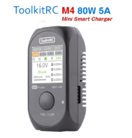 ToolkitRC M4 80W 5A เครื่องชาร์จอัจฉริยะขนาดเล็ก,ชาร์จเร็ว SC100Type-C เอาต์พุต XT30 XT60ในตัวสำหรับแบตเตอรี่ Lipo LiHv 1-4S
