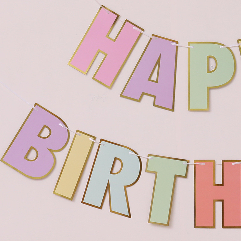 ป้ายวันเกิด พาสเทลขอบทอง ขนาดใหญ่ 80 g. พร้อมส่ง