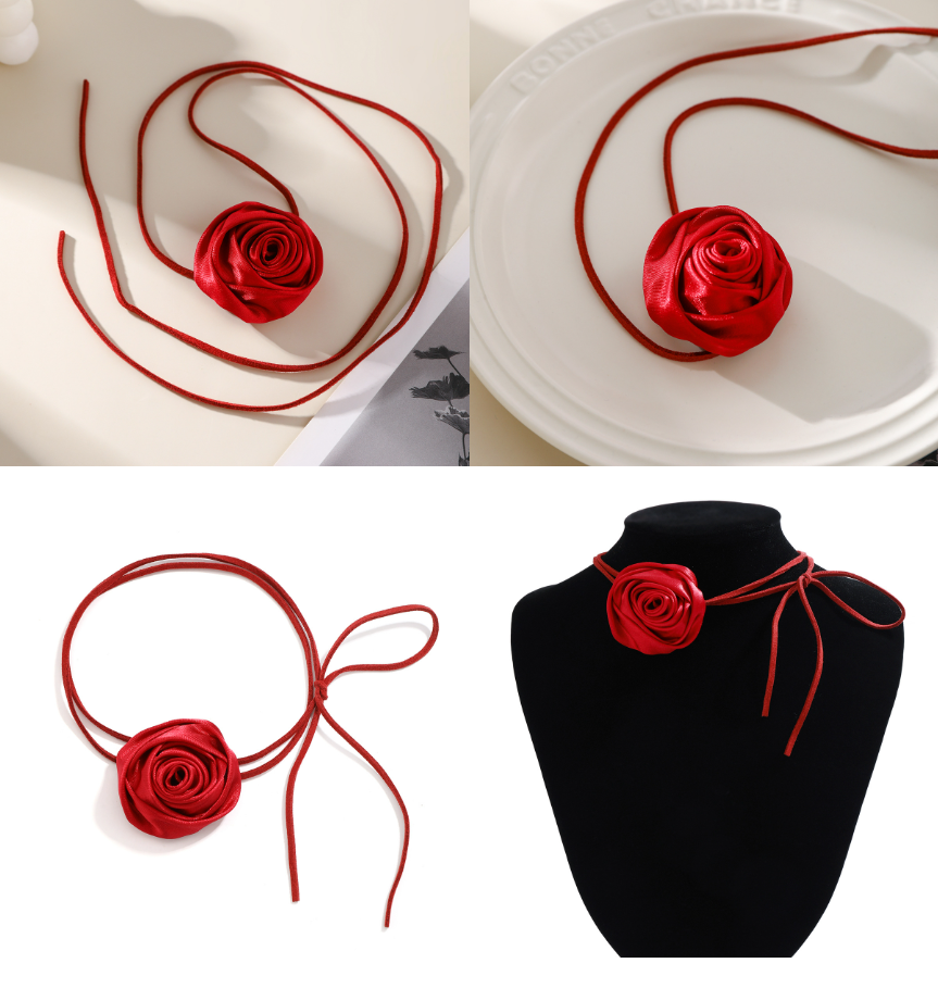 โชคเกอร์ผ้า ปลอกคอดอกคามิเลีย Choker G6020